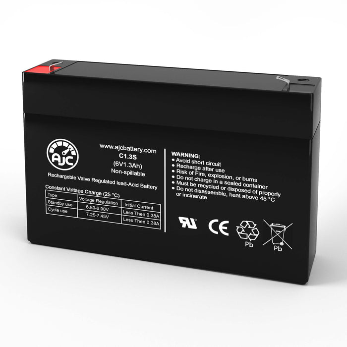 AJC Battery 6 Volt 1.3Ah Versiegelte Bleisäure Ersatz-Akku-1